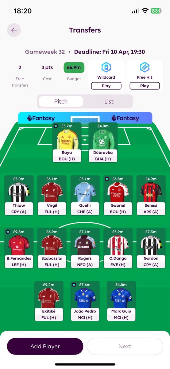 Gamen99's tweet photo. @LetsTalk_FPL Serious question, what to do with this team atm?
My bank is huge…
Have BB, WC and FH left
Rank 343 000 overall https://t.co/bfCMg88ncb