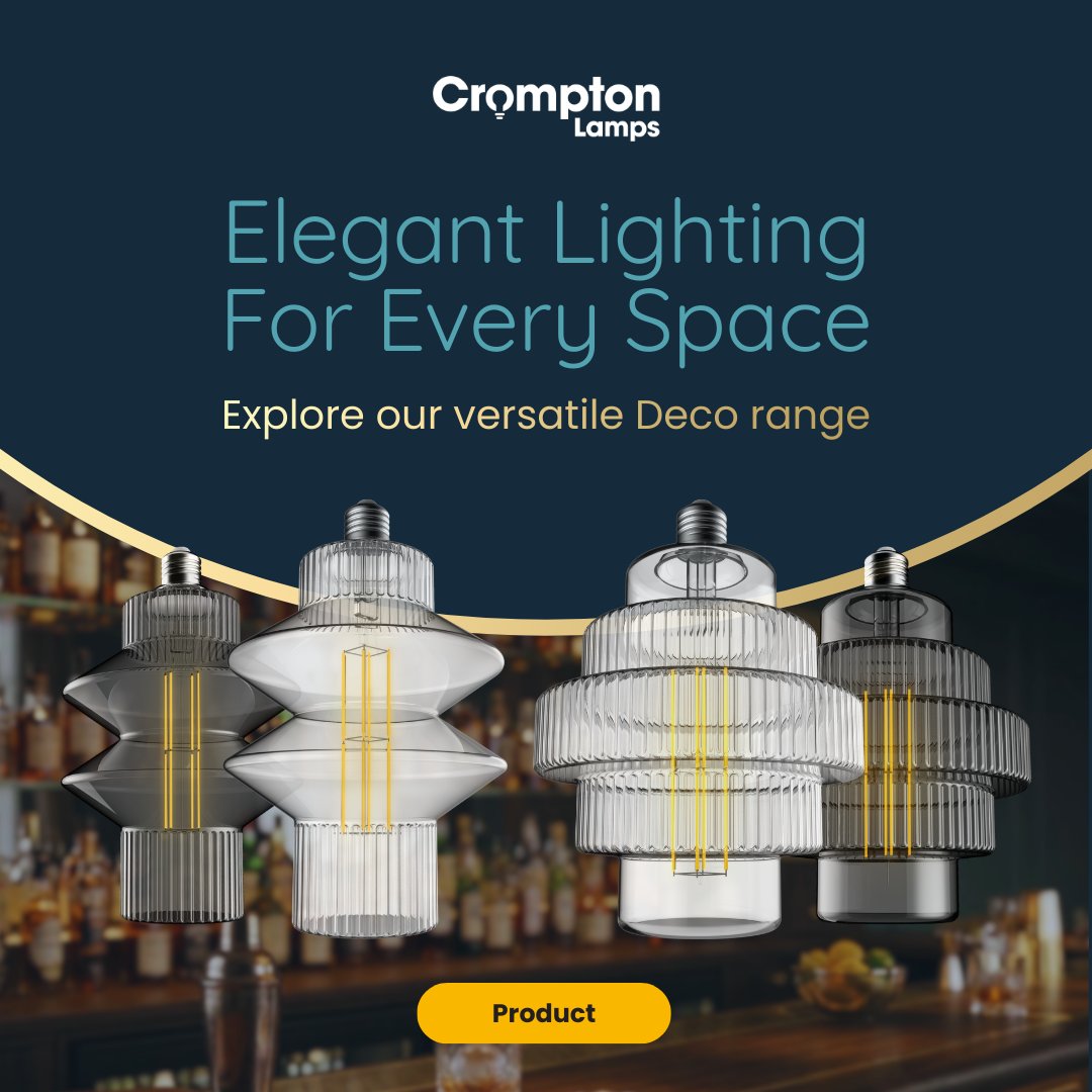CromptonLamps's tweet image. Looking to add a touch of style to your next project? Our Deco range offers the perfect blend of classic aesthetics and modern LED efficiency.

#CromptonLamps #InteriorDesign #LEDLighting #DecorativeLighting #LightingDesign