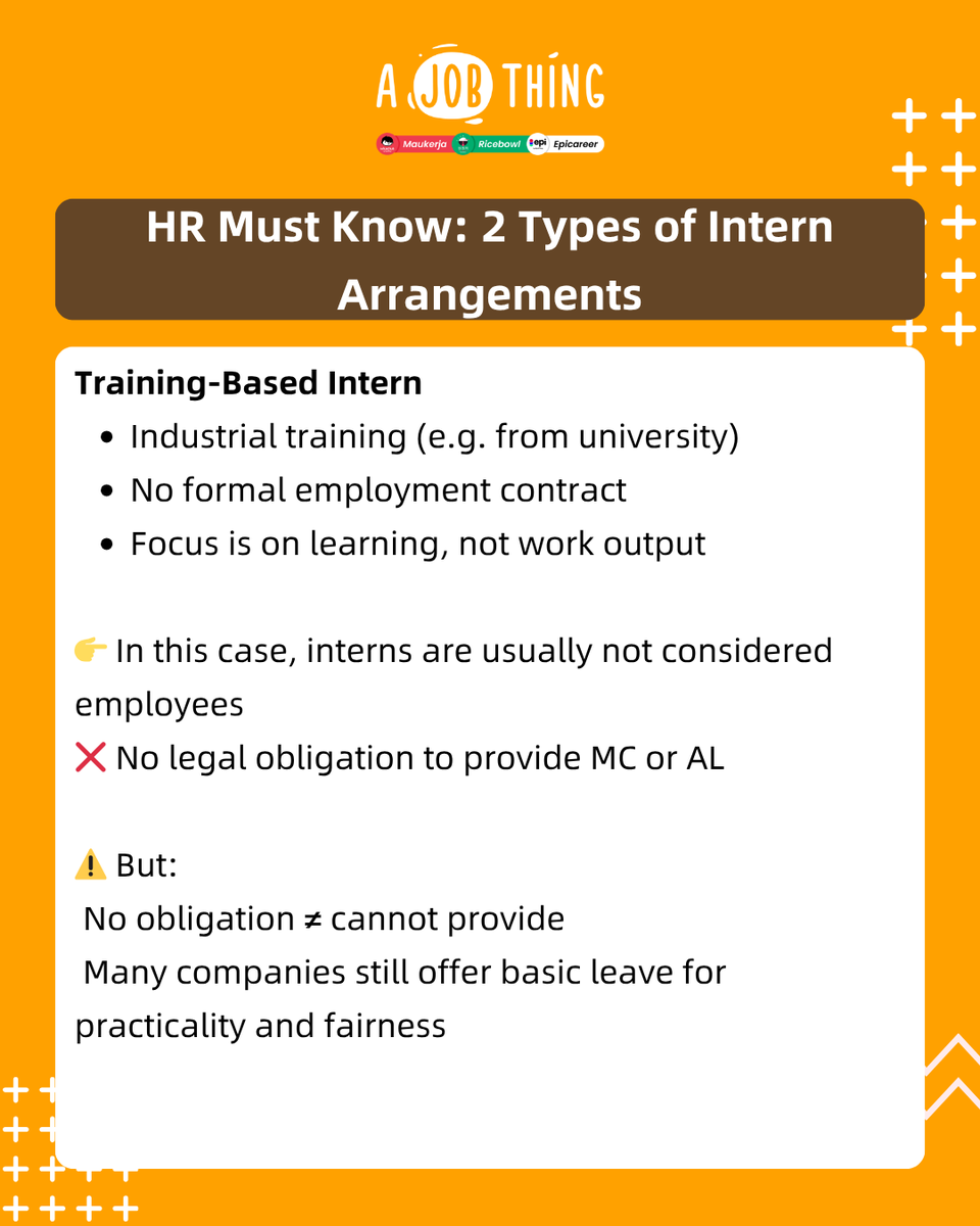 ajobthingcom's tweet photo. 📷 Do Interns Get MC / Annual Leave? HR, Are You Sure You’re Doing It Right? Whether interns are entitled to leave isn’t about “are they an intern?”  📷 It depends on how the company classifies them If they’re treated like employees, they may be entitled to MC / AL https://t.co/vPbyD8KILN
