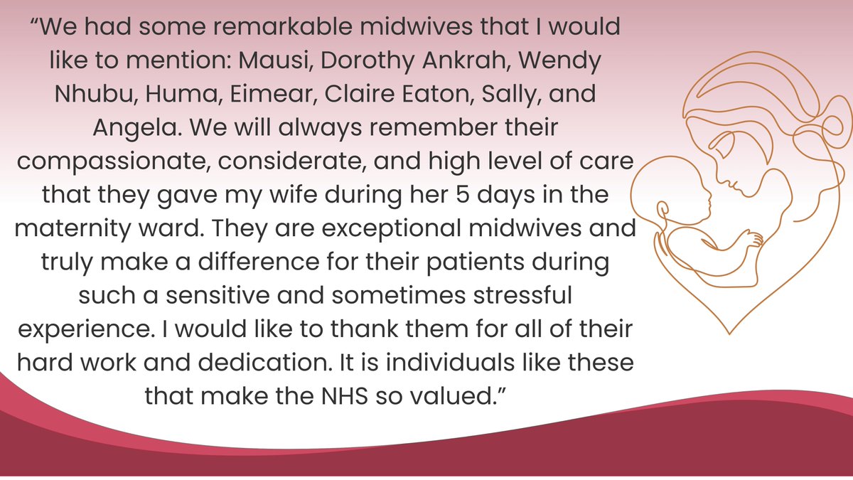 WHTHFFT's tweet image. We’re proud to share lovely feedback about the care provided in our Delivery Suite @WGH 💜 Supporting families with dignity and care every day.
#FFT #CompassionateCare #MaternityServices #NHSStaff