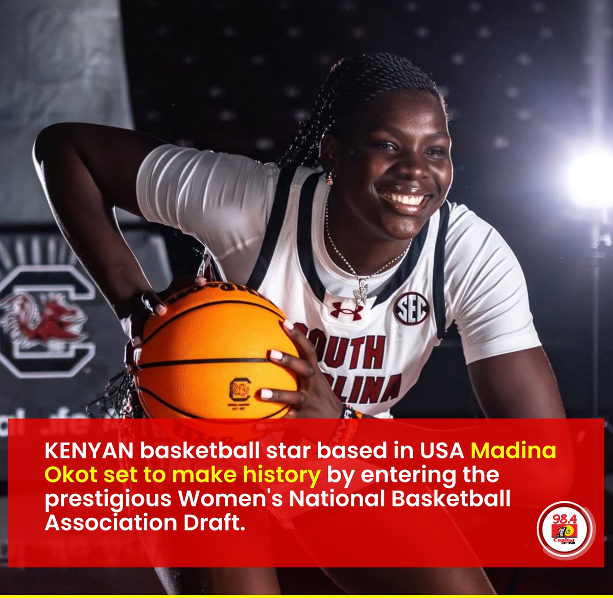 KENYAN basketball star based in USA Madina Okot set to make history by entering the prestigious Women's National Basketball Association Draft.