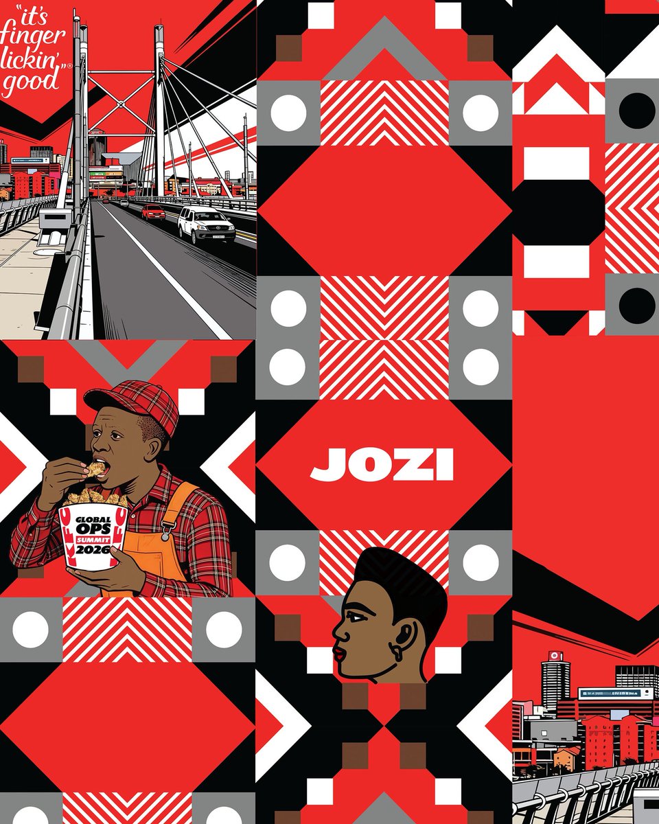SlayingGoliath's tweet image. I was recently commissioned to create a jacket design for the KFC Global Operations Summit 2026 hosted in Joburg. The brief was clear: Show the world who we are, specifically highlighting what Jozi represents. #patterndesign #graphicdesign #artdirection #mzansi #jozi #KFC #joburg