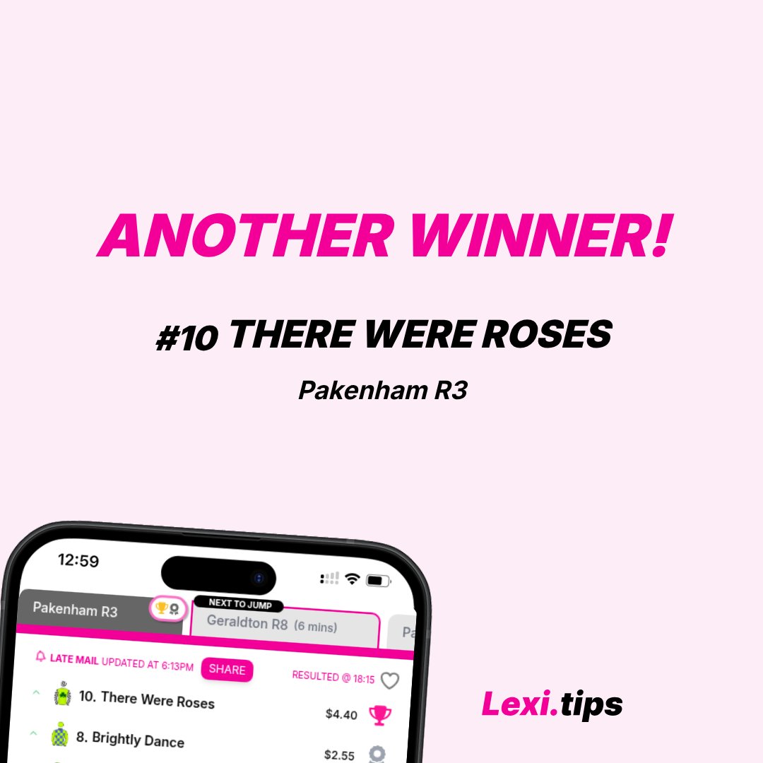Lexi_Tips's tweet photo. Another Winner tipped by Lexi. #10 There Were Roses wins Race 3 at @SthsideRacing

Get your tips here https://t.co/zwBTAsmjiB and get in on the action. https://t.co/eLMQVvekDM