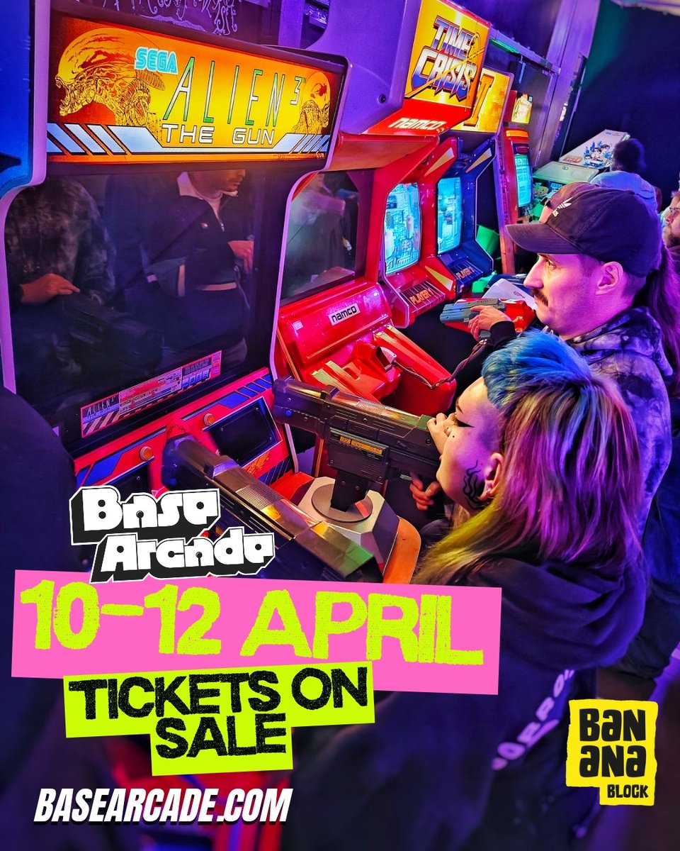 BaseArcade's tweet photo. Been to Base Arcade yet? Our next event 10–12 April is this weekend so round up your crew and get your game face on 🕹️
🎟️ Tickets at https://t.co/N5xgXJkvCf
📍 Banana Block Belfast 
📅 10–12 April
4 hours of FREEPLAY per session across arcade machines, pinball &amp; retro consoles https://t.co/GLKCp098Kb