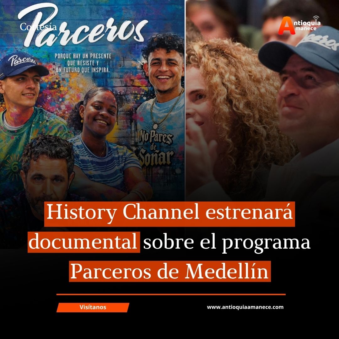 La producción será emitida el 29 de abril en América Latina y mostrará historias de jóvenes que han transformado sus vidas en territorios priorizados por la estrategia.

La Alcaldía de Medellín anunció el estreno del documental Parceros, una producción que será emitida por el