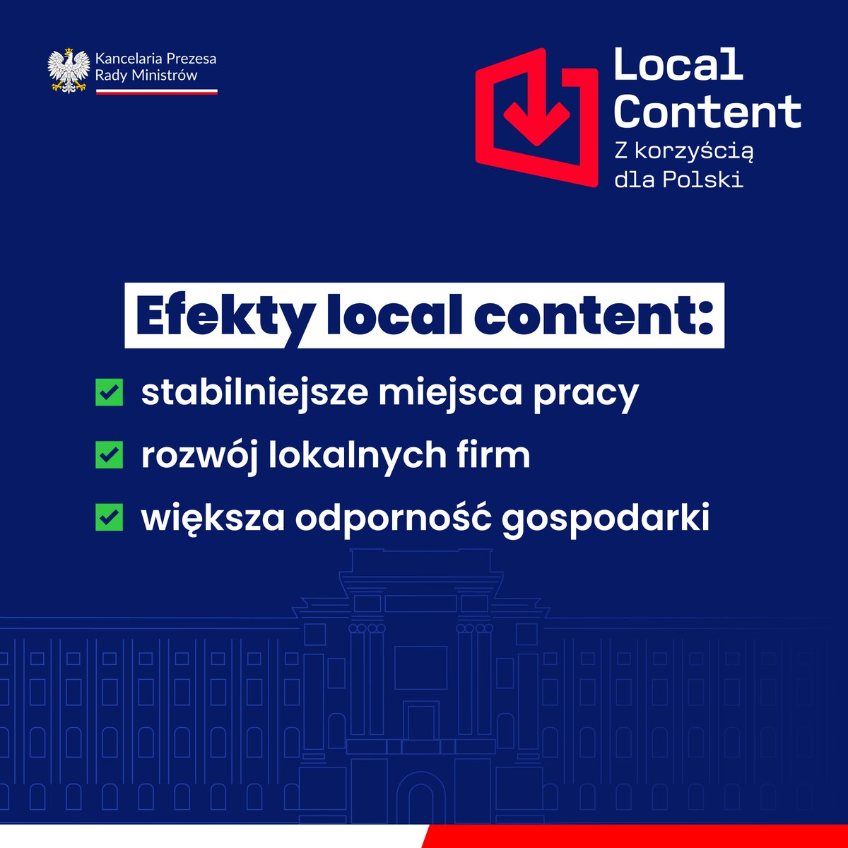 PremierRP's tweet image. 📈 Local content to więcej niż polityka zakupowa.

To rozwój kompetencji w Polsce, stabilniejsze zatrudnienie i większa odporność gospodarki na kryzysy.

➡️ Więcej informacji w komentarzu.
#LocalContent