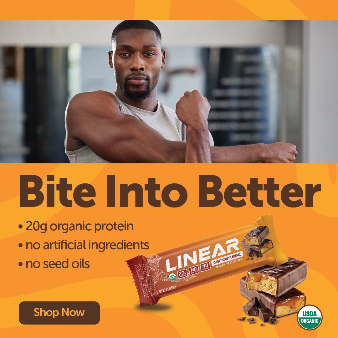 muscle_fitness's tweet image. Up your protein game. USDA organic. Real ingredients. Great taste. Nothing extra. @linear_bar 
#LinearBar #HealthySnacking #CleanEating #HealthyLiving #ProteinBar #GlutenFreeFood