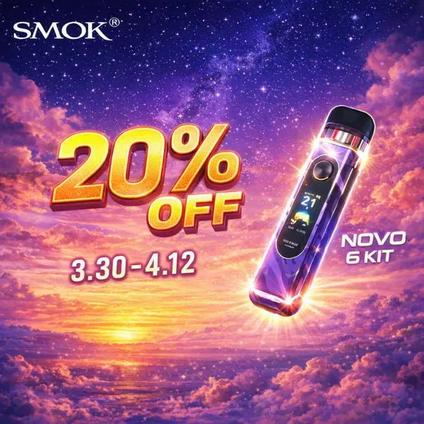 Only A Few Days Left To Save 20% On Smok Novo 6 Kits!

The Novo 6 is a 40W, 1700mAh MTL/RDL device featuring a TFT screen, adjustable power &amp; stepless airflow control. It offers a versatile, premium option designed to keep up with the modern market.

🌐 thecloudsupply.com/smok-novo-6-kit