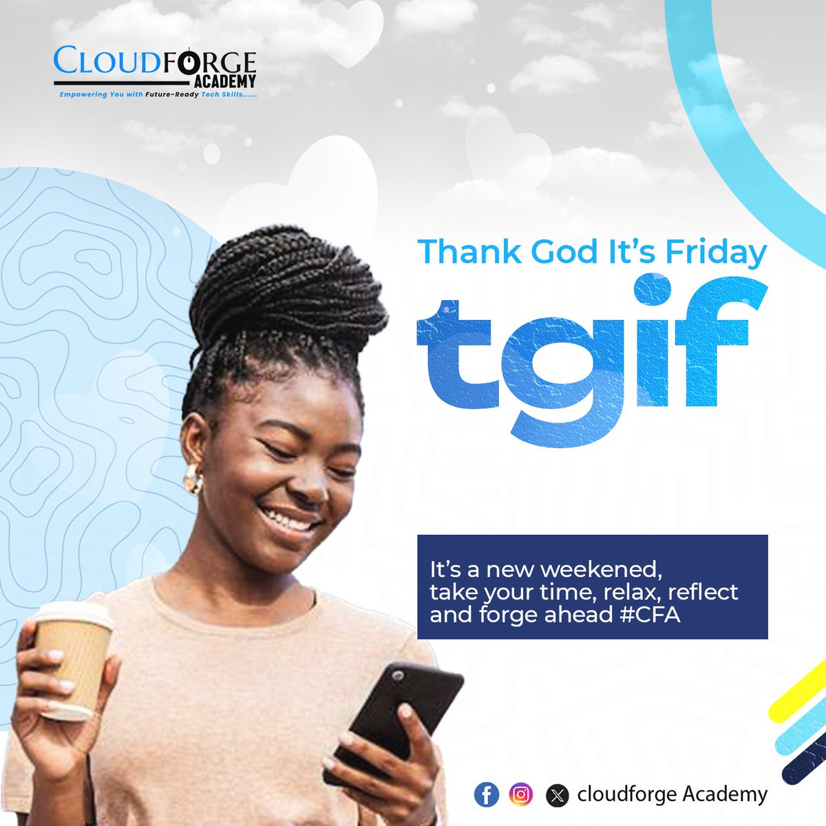 CloudforgeA's tweet image. TGIF. Use this moment to reset and prepare yourself for even greater achievements ahead.
Happy Weekend.

#TGIF #WeekendVibes #StayProductive #MindsetMatters #CloudForge