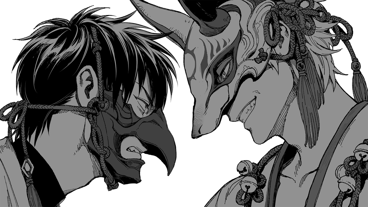 烏と狐。らくがきおわり！原稿します……