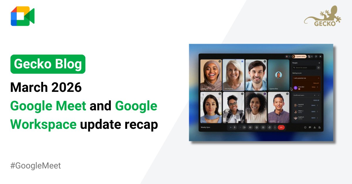 ✨ Looking for all of the #GoogleMeet and #GoogleWorkspace updates in March? We’ve summarised all of the 🔑 key ones, including:

🗓️ Group scheduling using #Gemini in #Gmail
🛡️ Safeguarded admissions flow in Meet
➕ ... and more!

📖 Read it here: geckotech.cloud/blogs/gecko/ma…