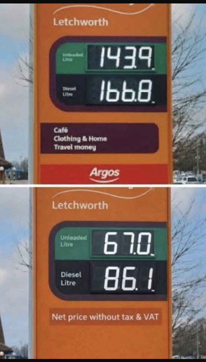 What you would be paying for Fuel without tax or VAT, using the money you’ve earned that you’ve also already paid tax on.