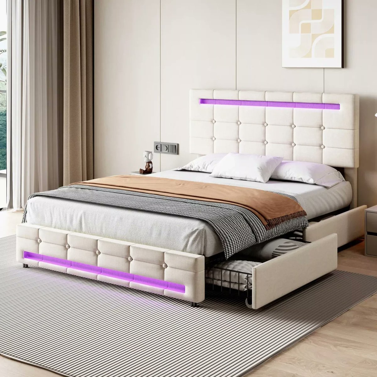 ai1shopuk's tweet photo. Style meets smart storage. The Metro Lane Upholstered Bed (Beige) features a tufted headboard, ambient LED lighting and pull-out drawers — all for £180. Perfect for modern bedrooms. https://t.co/8QXrp7QcV6

#HomeDecor #LEDLighting #StorageHack #Beds #MetroLane https://t.co/DYqoBviS1u