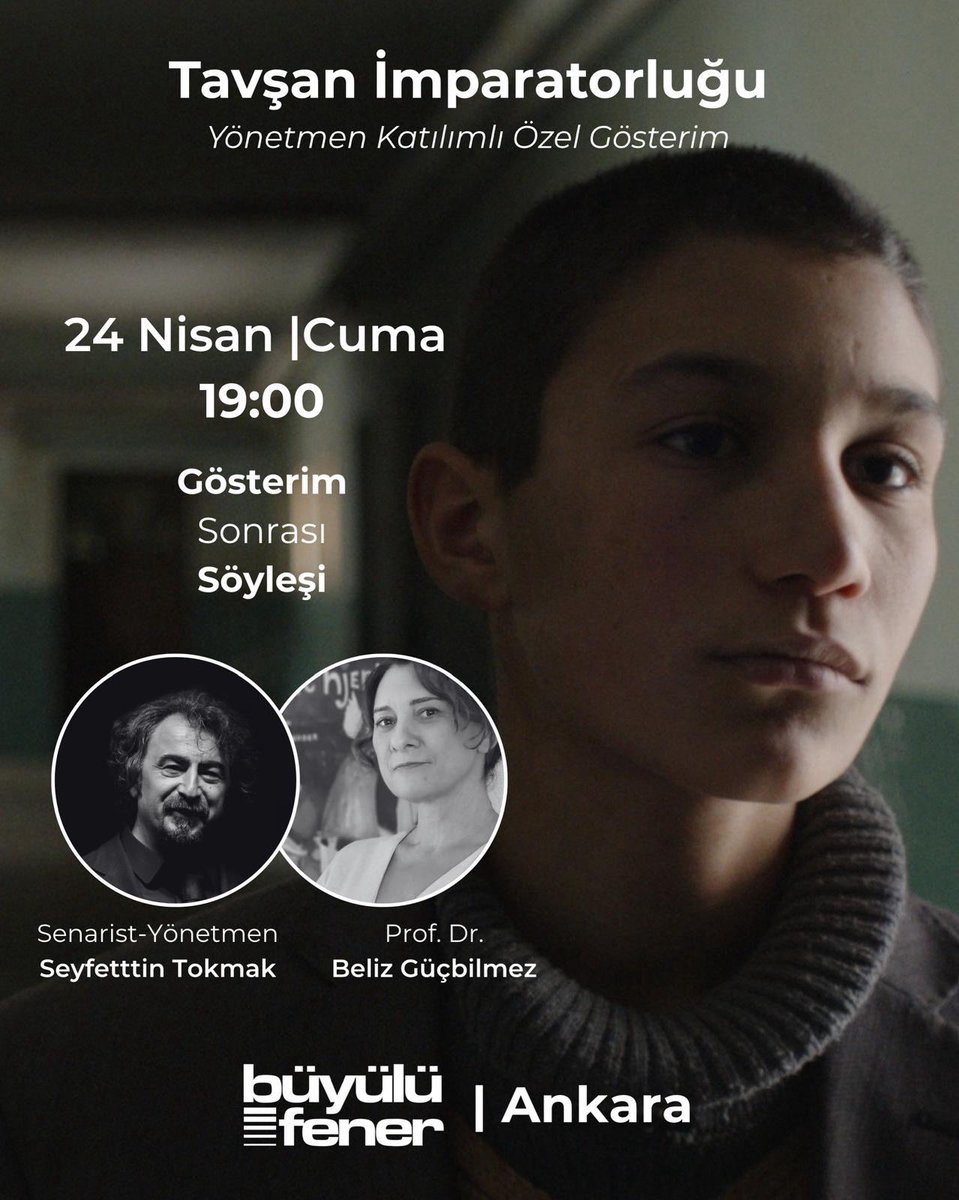 Tavşan İmparatorluğu 24 Nisan’da Ankara’da.

Yönetmen katılımlı özel gösterim
Gösterim sonrası söyleşi

🎙️ Prof. Dr. Beliz Güçbilmez
🎙️Seyfettin Tokmak

🕓19:00
📍Büyülü Fener

#Tavşanİmparatorluğu #Ankara