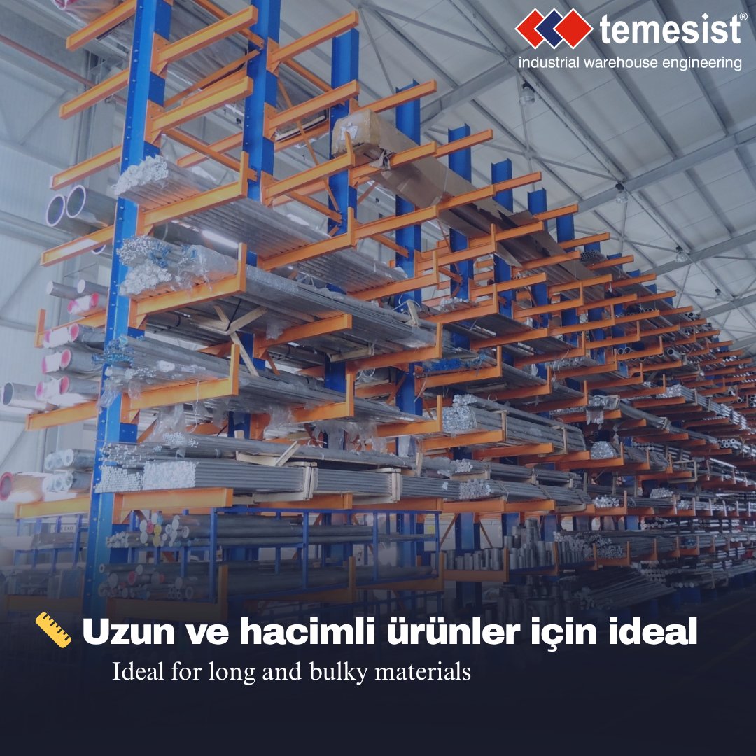 temesist's tweet photo. Uzun ve hacimli ürünlerinizi depolamakta zorlanıyor musunuz? 📏

Temesist Konsol Kollu Raf Sistemi, boru, profil, kereste ve benzeri uzun malzemelerin güvenli ve düzenli şekilde depolanmasını sağlar.

#Depolama #RafSistemleri #KonsolKolluRaf #CantileverRaf #EndüstriyelDepolama https://t.co/lmKrwyZopa