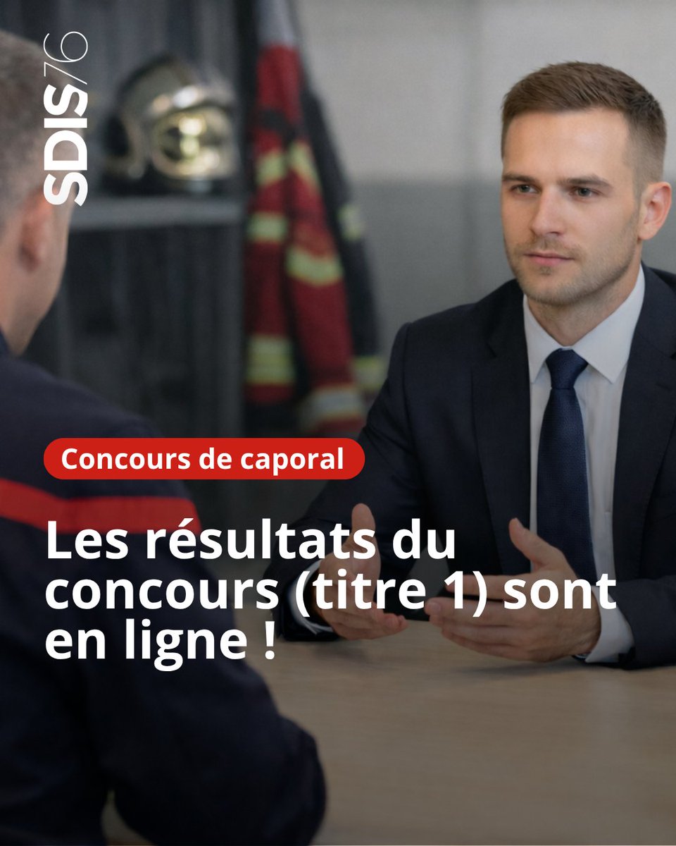 Sdis76's tweet photo. Concours de #caporal
Les résultats du concours de caporal de sapeurs-pompiers professionnels (titre 1) sont en ligne sur notre site internet.
https://t.co/PqaL8igu4n
Félicitations aux lauréats !
ℹ️ Postulez dès à présent
https://t.co/0VF8ZInFom https://t.co/PVPWLnt181