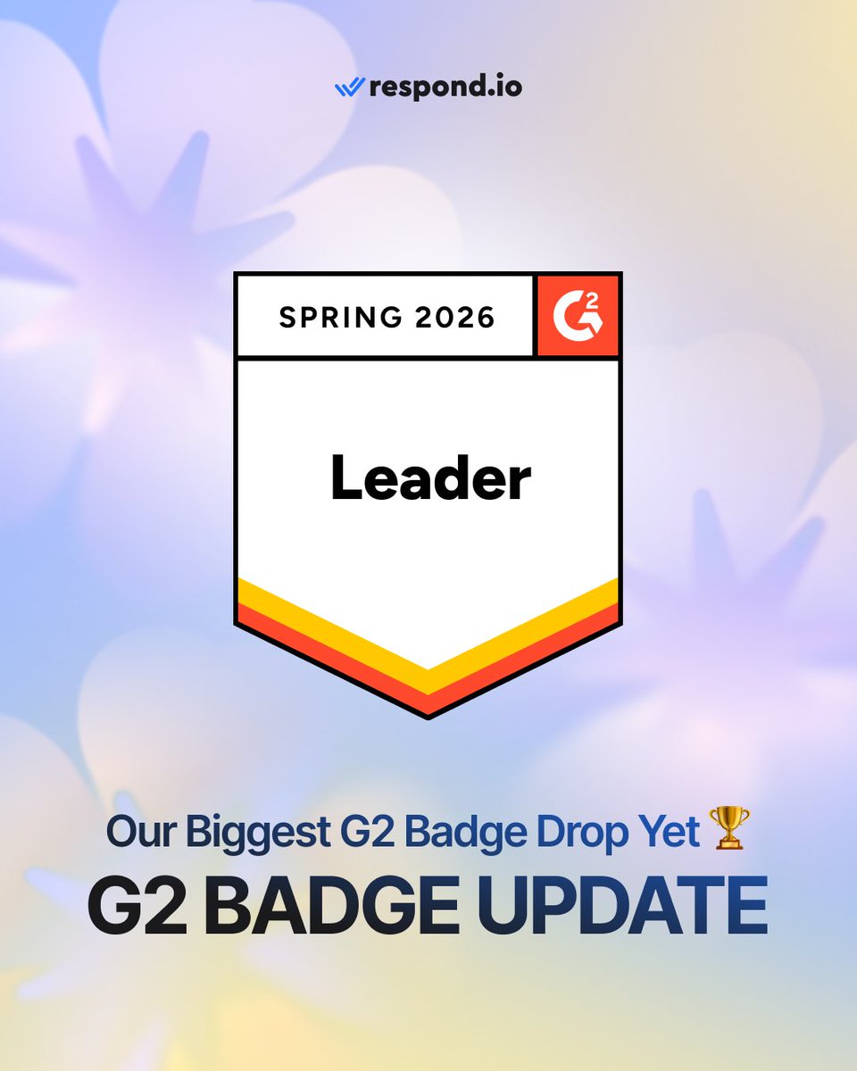 respond_io's tweet image. Spring cleaning? 🌸

We picked up 58 G2 badges. Our biggest haul yet!

Leader. 

Momentum Leader. 

Best Results. 

Across global and regional categories.

Not a bad clean-up. 😉

Thanks to everyone who reviewed and supported us 🤝

#respondio #G2