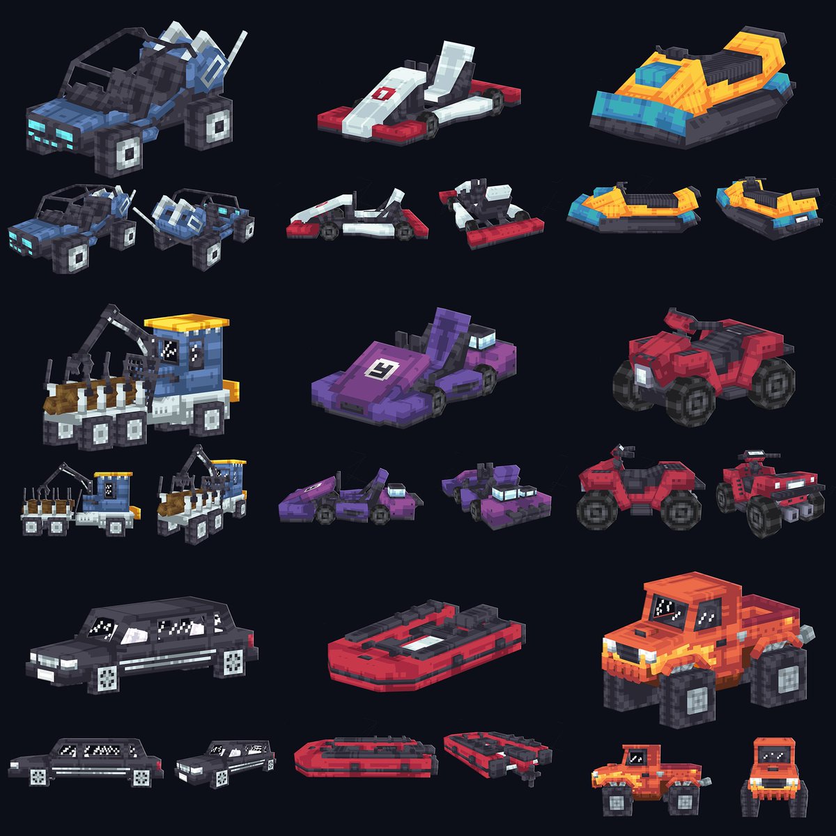 a lot of vehicles #blockbench #minecraft #gamedev #vehicles