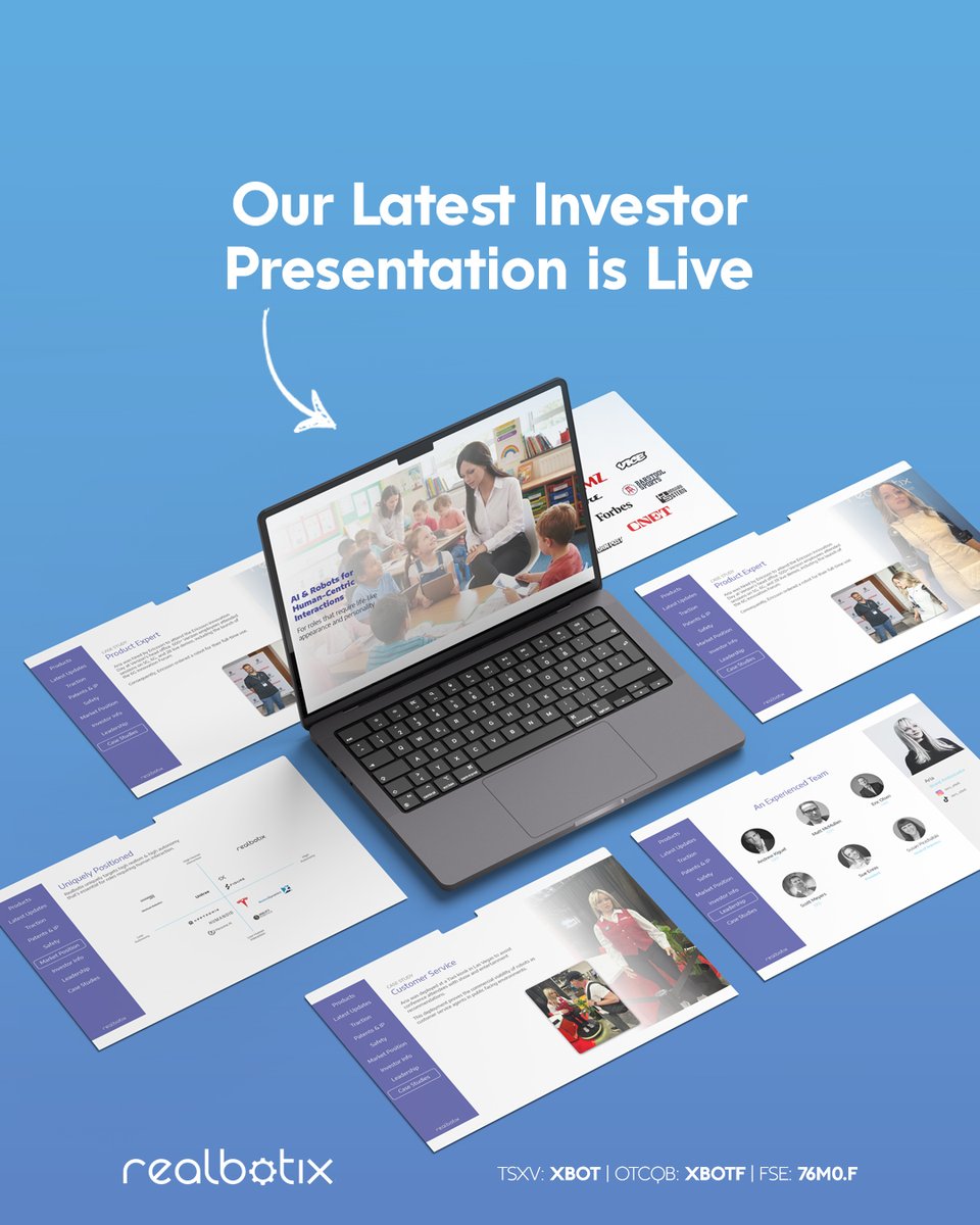 RealbotixCorp's tweet image. What does it take to build #robots designed for human interaction? Our latest investor presentation highlights our approach to AI-powered humanoid #robotics, including our product ecosystem, market positioning, and the role of human-centric interaction across industries.

Take a