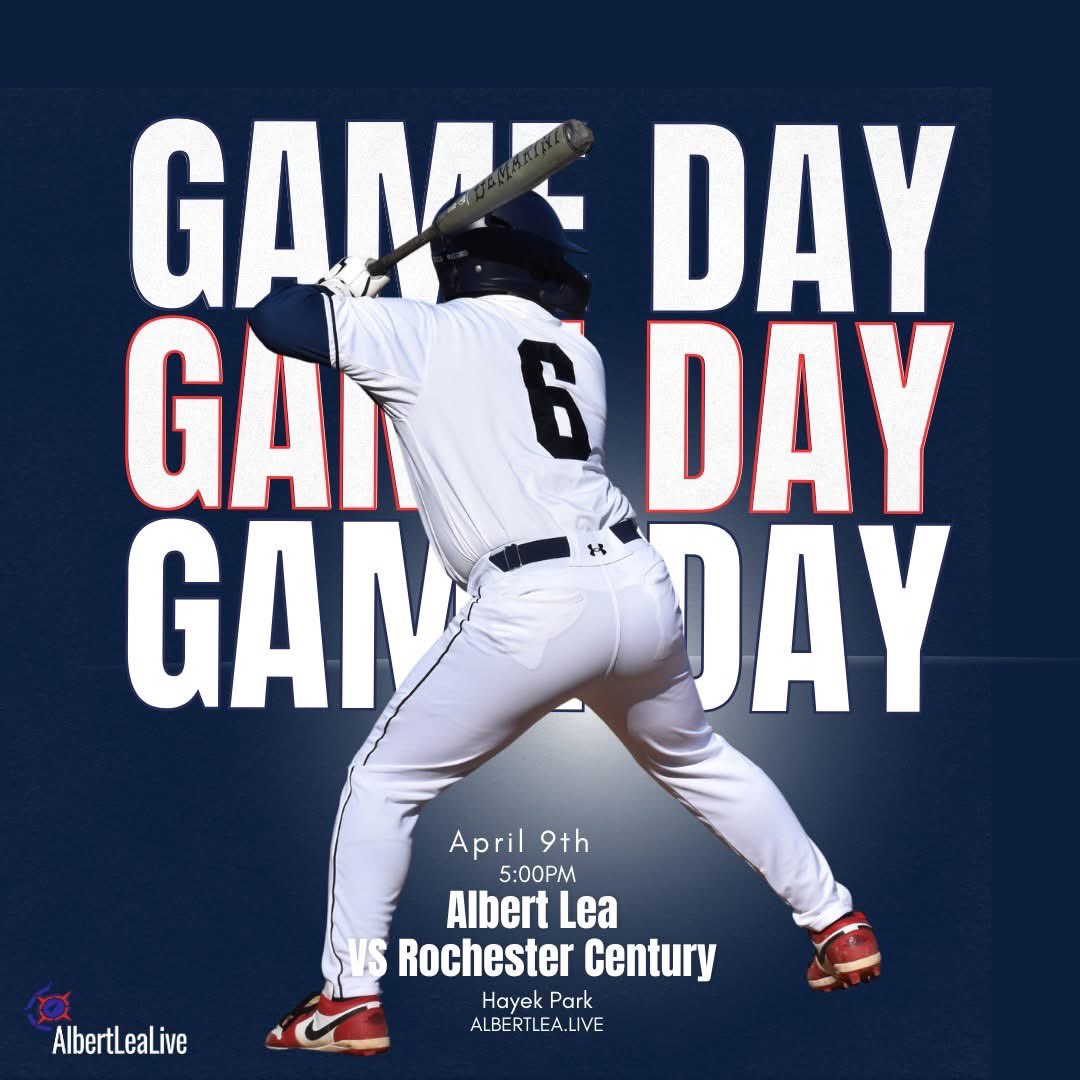 <a href="/Big9Conf/">Big 9 Conference</a> High School Boys Baseball ⚾️

<a href="/CenturyHardball/">Century Panthers Baseball</a> 🆚<a href="/ALHS_Tigers/">ALHS Activities</a> 
📍Albert Lea, MN
🏟️Albert Lea Hayek Field
🕔5 P.M. Varsity 
📻Power 96
💻AlbertLeaLive.com 

⬇️1/1