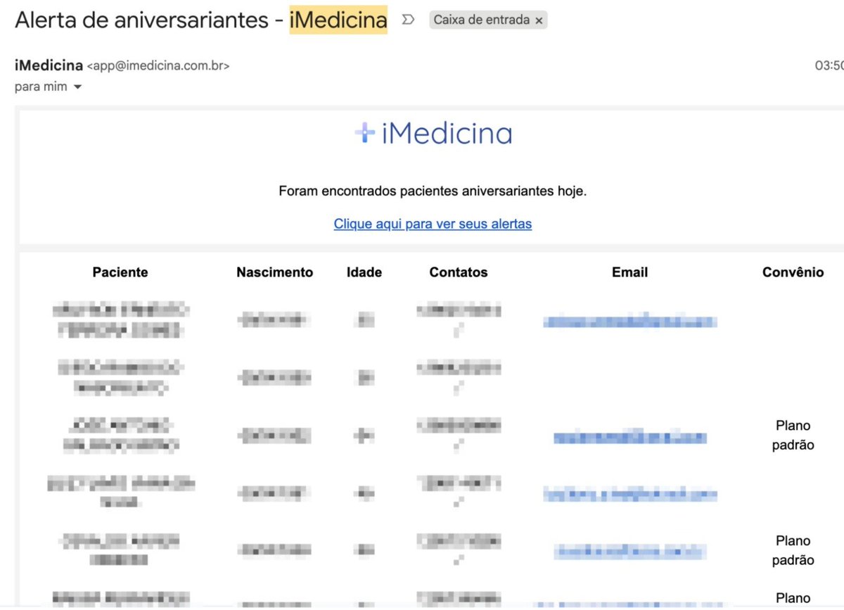 rgutlich's tweet photo. @Imedicina expondo dados pessoais em email com titulo "Alerta de aniversariantes - iMedicina", e o pior: com um link para um ambiente de desenvolvimento! https://t.co/y9BHGFXu6G