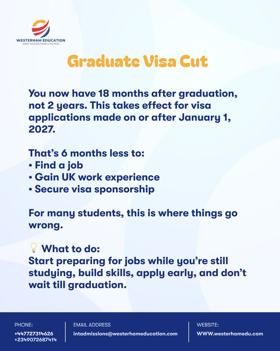 westerhamedu's tweet photo. Studying in the UK has changed, if you’re not paying attention, you’ll get it wrong.

It’s not just about admission anymore. It’s about strategy, planning, and what happens after graduation.

So stop guessing and plan properly.

#StudyInUK #westerhameducation #migratewithus https://t.co/VeGdjsFMRp