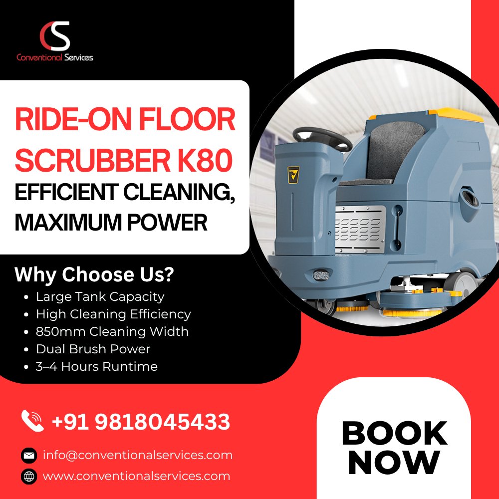 Smart Cleaning. Maximum Power. 📷📷

Transform your warehouse or commercial space with our Ride-On Scrubbers! From the versatile K80 to the powerhouse K88+, these machines are designed to make cleaning faster, easier, and more effective.
📷 +91 9818045433