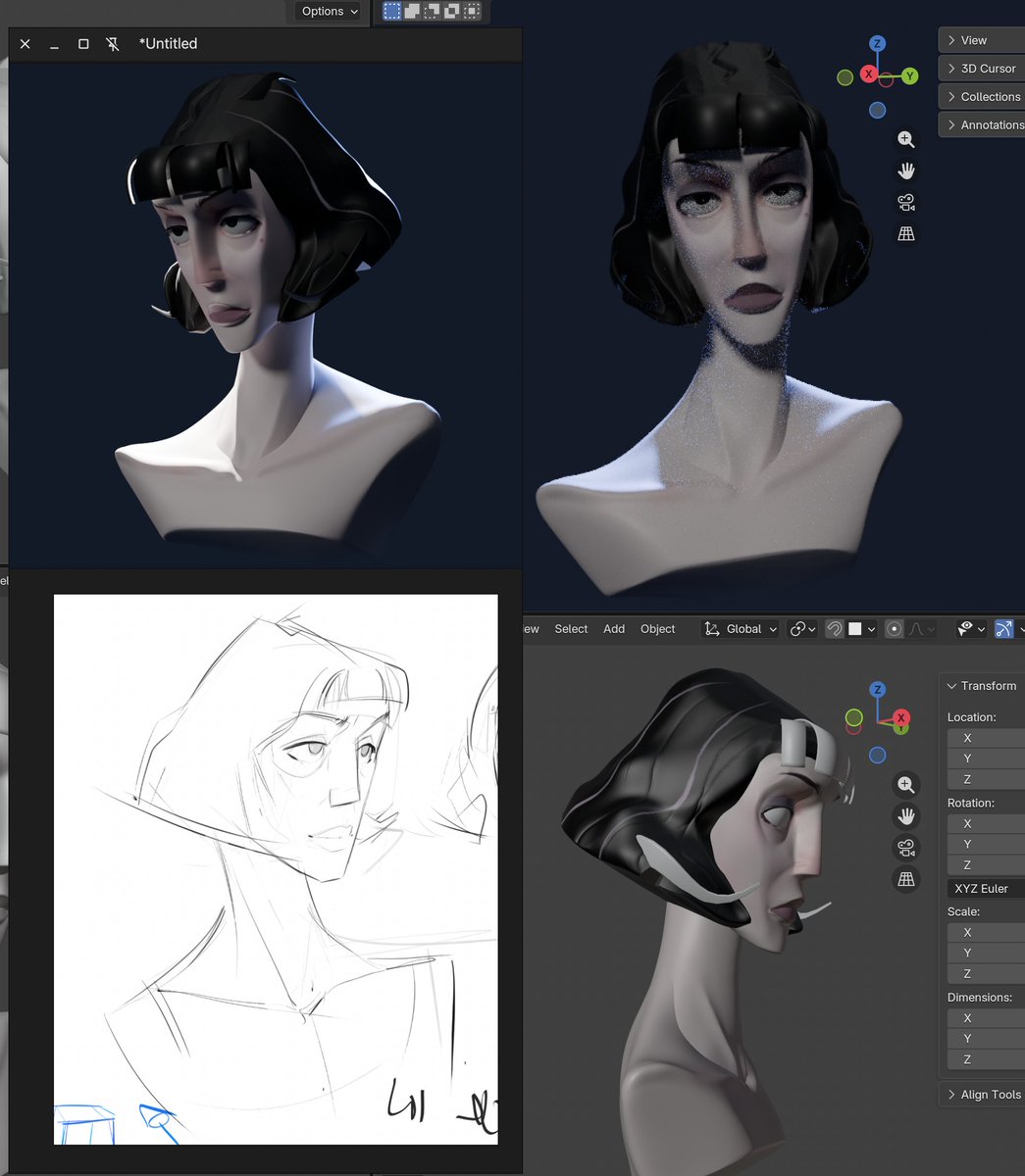 bennyeblen's tweet photo. 2d sketch to 3d sketch from last stream. Liked the planes we were able to get on this lady 🗿 https://t.co/i9TnhuEBVG