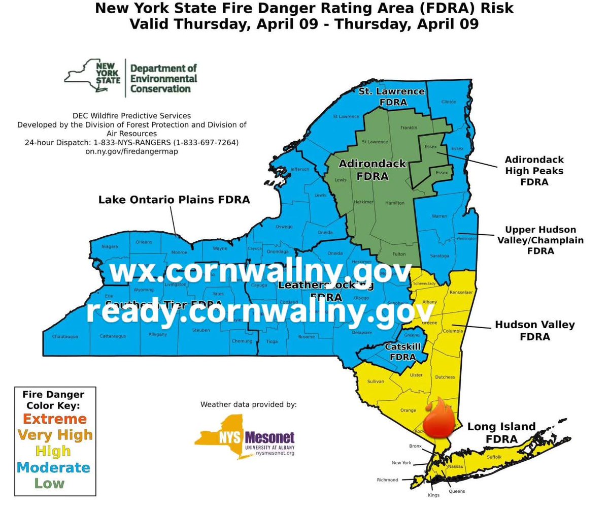 cornwalloem's tweet photo. 🔥High Fire Danger Warning for today, 4/9. SEE SMOKE, REPORT IT - Dial 9-1-1.
https://t.co/NgTnn2g0Q3
https://t.co/VaMMDnDP0m https://t.co/xXxjPkVBX9