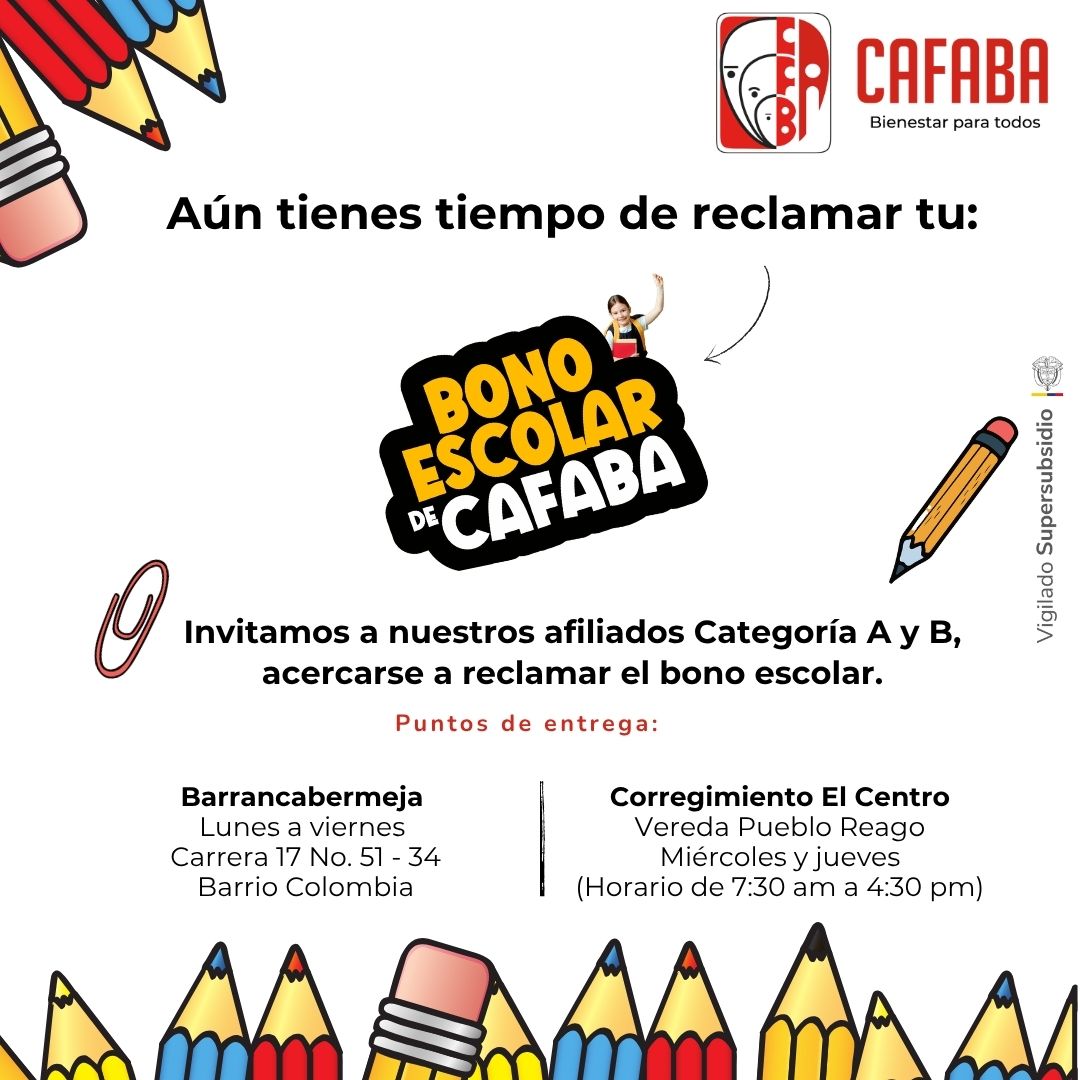 cafaba38's tweet photo. ¡Atención afiliados! No dejen pasar la oportunidad de reclamar el Bono Escolar CAFABA 2026, para afiliados en categorías A y B.
Recuerden: 𝒆𝒍 𝒂𝒏̃𝒐 𝒆𝒔𝒄𝒐𝒍𝒂𝒓 𝒔𝒊𝒈𝒖𝒆 𝒆𝒏 𝒎𝒂𝒓𝒄𝒉𝒂 𝒚 𝒔𝒊𝒆𝒎𝒑𝒓𝒆 𝒔𝒆 𝒏𝒆𝒄𝒆𝒔𝒊𝒕𝒂𝒏 𝒎𝒂𝒕𝒆𝒓𝒊𝒂𝒍𝒆𝒔. https://t.co/uthniV4B0p