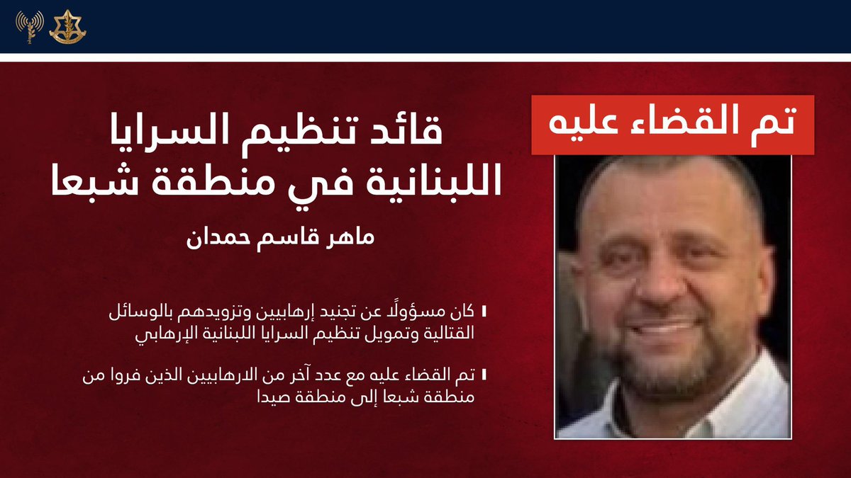 The Israeli military said it killed Maher Qassem Hamdan, a commander ...