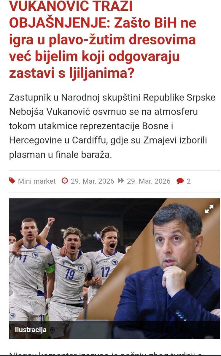 Inače ne navija za BiH