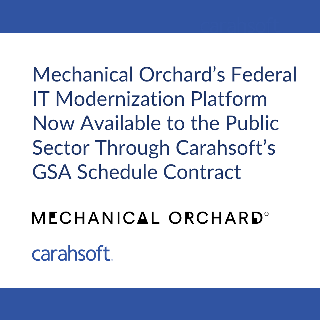 Carahsoft's tweet image. Modernizing legacy systems doesn’t have to mean disruption. @mech_orchard's platform is now available via our @USGSA schedule, helping agencies evolve critical applications with precision and continuity. Details here: carah.io/MechanicalOrch… #ITModernization #CloudAdoption