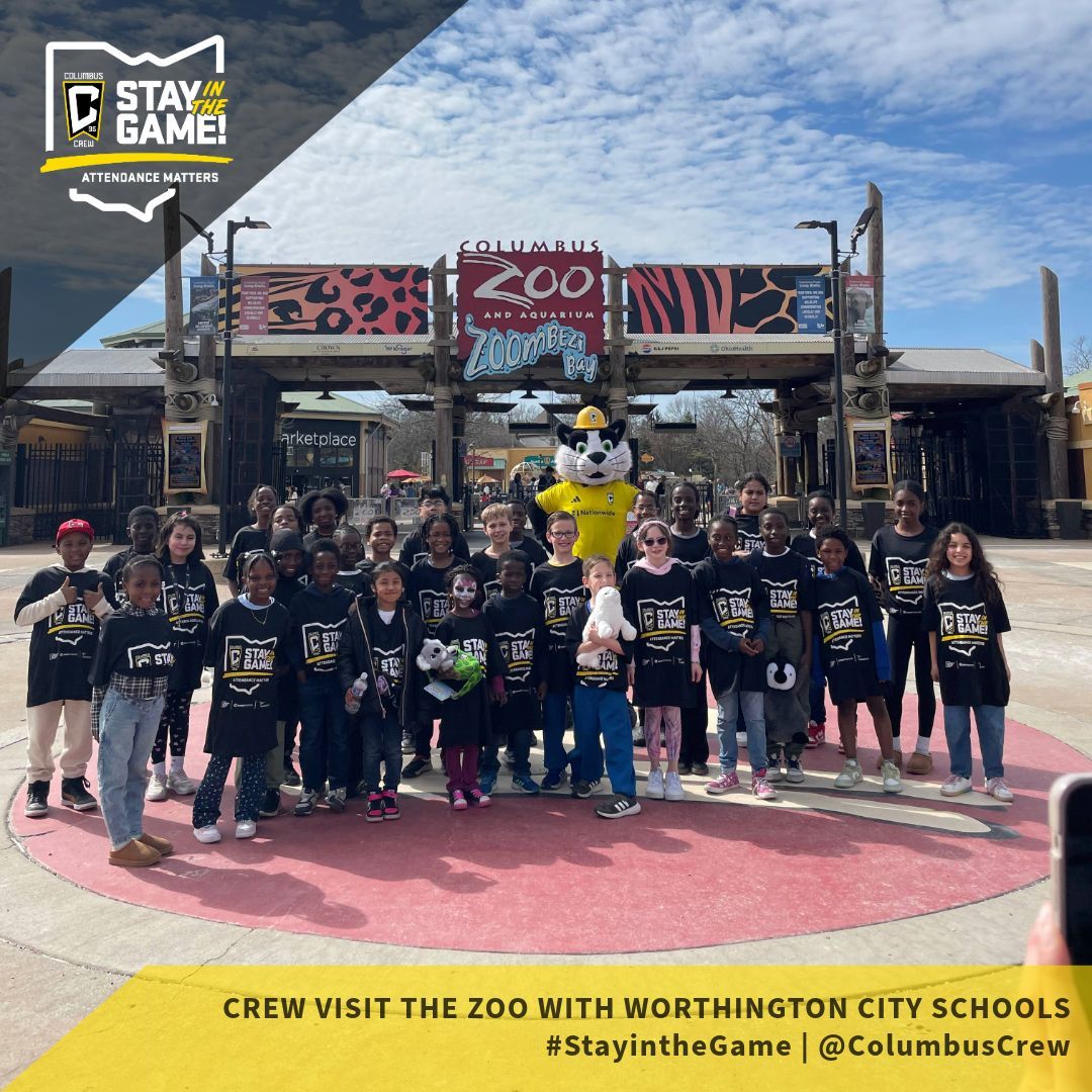 SITG_Network's tweet photo. In collaboration with the Columbus Zoo, the Crew provided tickets to all students at Slate Hill Elementary with 90% attendance or above. All students also got to meet Crew Cat and received tickets to feed the stingrays!

#StayintheGame #AttendanceMatters #ColumbusCrew https://t.co/YvI2hlScni