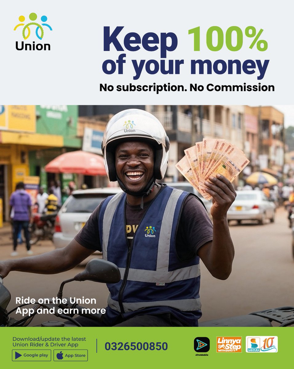 mtntvafromobile's tweet photo. Zero commission. Zero subscription. 100% yours.
Join the Union App Uganda today and take full control of your earnings.
Already on the app with debt? That’s cleared. Fresh start unlocked.
@UnionAppUg
#Zuukuka #UnionNSSFSmartLife #UnionLetsGo #LinnyaStep https://t.co/QSsYlAOtS9