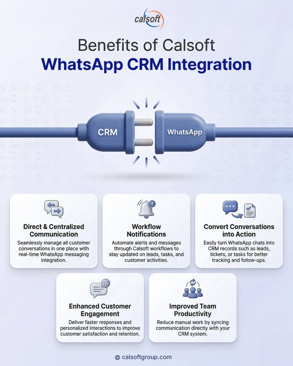 Connect smarter, respond faster, and convert better 🚀
With WhatsApp CRM integration, streamline conversations, automate workflows, and turn every chat into a business opportunity—all in one place.

#WhatsAppCRM #CRMIntegration #BusinessAutomation #CustomerEngagement #Sales