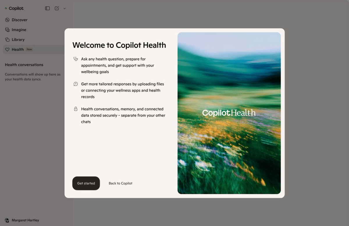 jselanikio's tweet image. Microsoft unveils Copilot Health as an AI health companion for consumers. 

Clinical understanding is moving out of clinical  systems — and into consumer software.

#DrYou #ConsumerHealth #DigitalHealth 
buff.ly/O1Ad9Qk