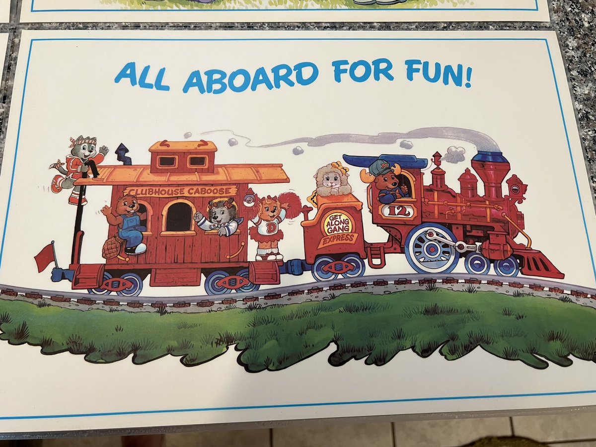 Toyhuntersholl2's tweet photo. Get Along Gang 80s Placemats join our art collection! These are in great shape, and the colors still pop and I love that they all have a sticker to join the Get Along Gang Club (last pic).
#getalonggang #placemat #laminate #80scartoons #art https://t.co/sBKDeijJOd
