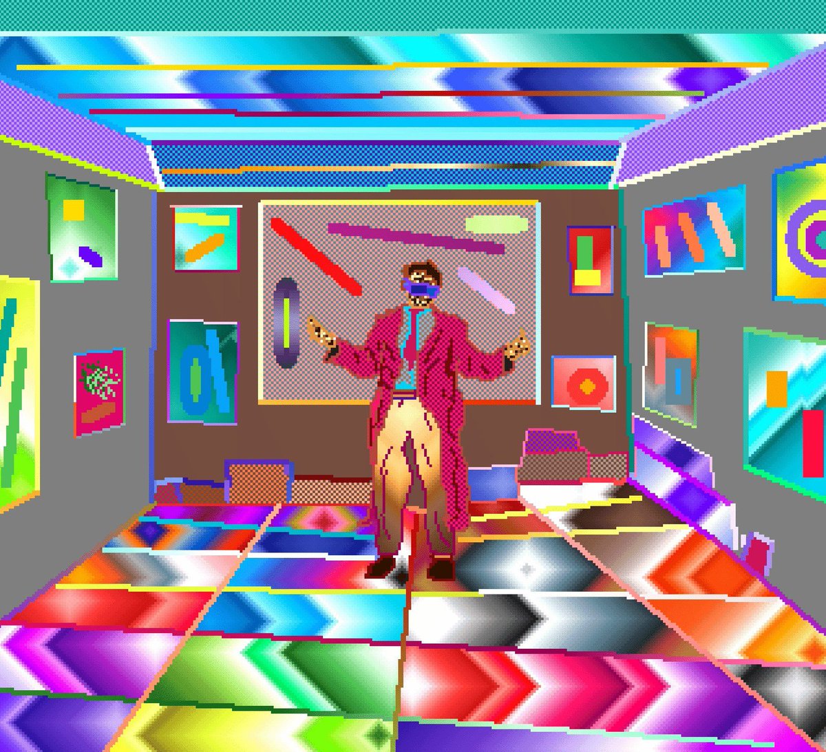 cubedekant's tweet photo. 'THE ABSTRACT DEALER' by Arielll @ArPresti 

(Still from animation)

available to view and collect:
https://t.co/0fK6xVe3ZD

P I X E L I S M #4 gruop show is curated by KANT @jemappellekant, presented by Cube DeKant @cubedekant.

#pixelism #tezos #object #nft https://t.co/WXfA5TZXAI