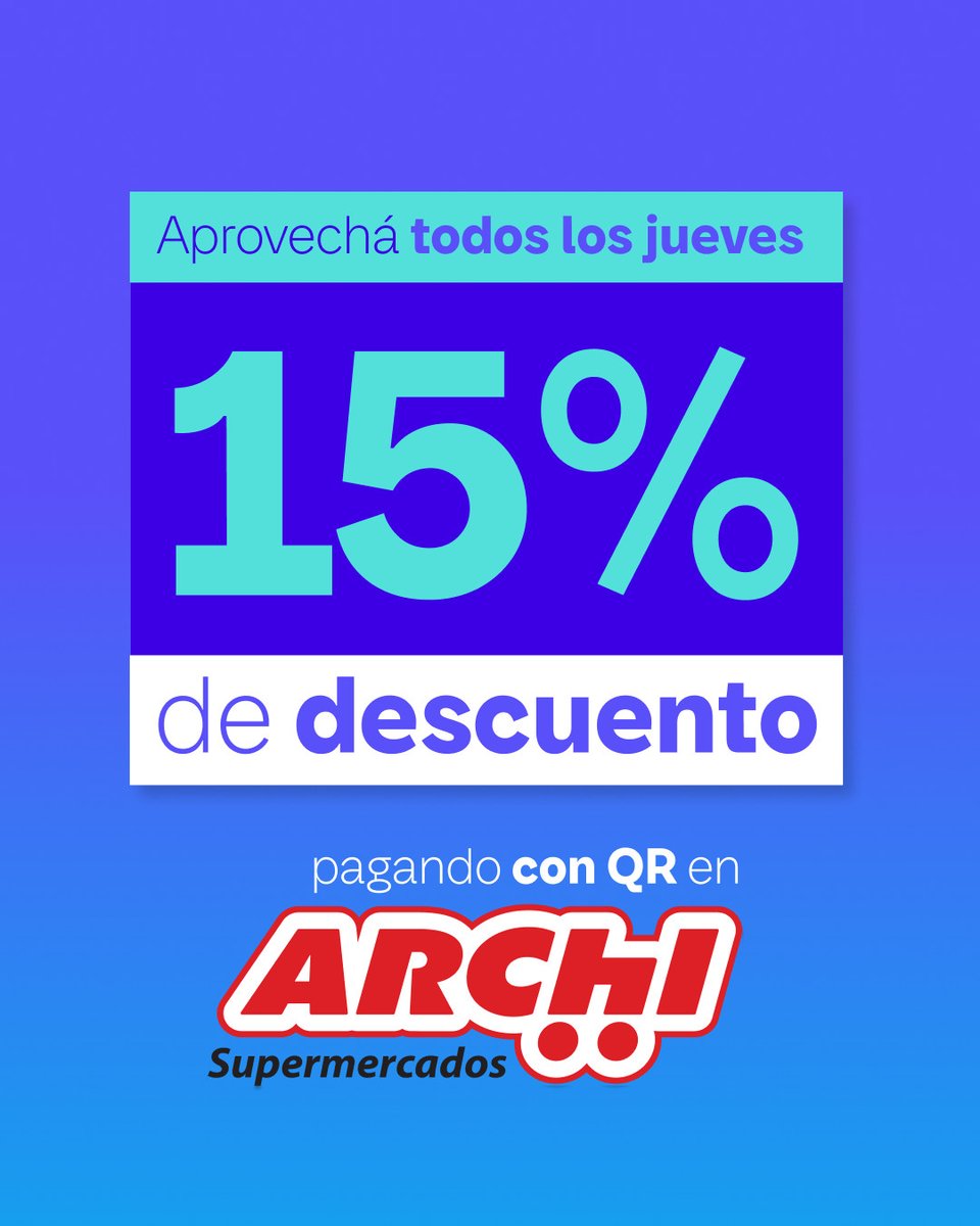 personalpaypy's tweet photo. Comprar lo que necesitás se siente mucho mejor con un 15% de descuento. 🙌
Pagá con QR de tu App de Personal Pay y hacé tus compras de manera inteligente. https://t.co/U5O5vrLAqg