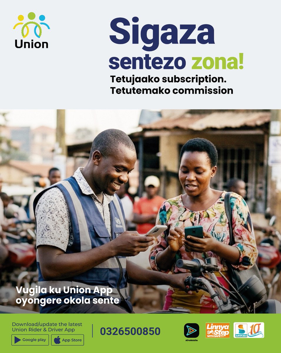 sanyukatv's tweet photo. A fresh start for every rider and driver
The @UnionAppUg is giving you more — no subscription fees, no commission charges, and all existing debts written off.
Now you earn, and you keep it all.
#Zuukuka #UnionNSSFSmartLife #UnionLetsGo #LinnyaStep https://t.co/w1VlfJxQsF