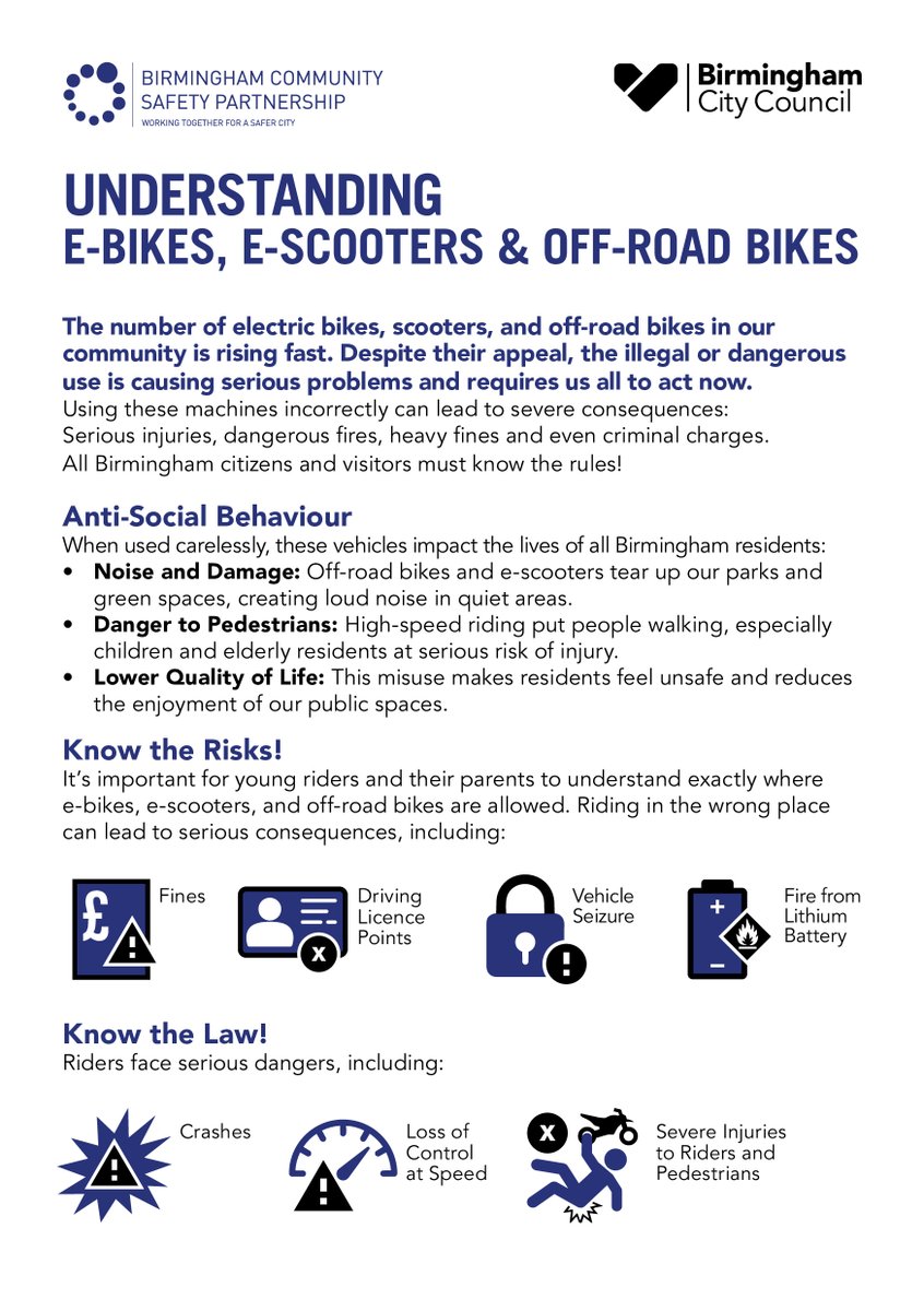 bhamcomsafety's tweet photo. Great engagement in Sutton Coldfield yesterday as we tackled antisocial behaviour involving off‑road bikes and e‑scooters. Thanks to residents, partners and WMP for the support! https://t.co/IG4hfocaVH