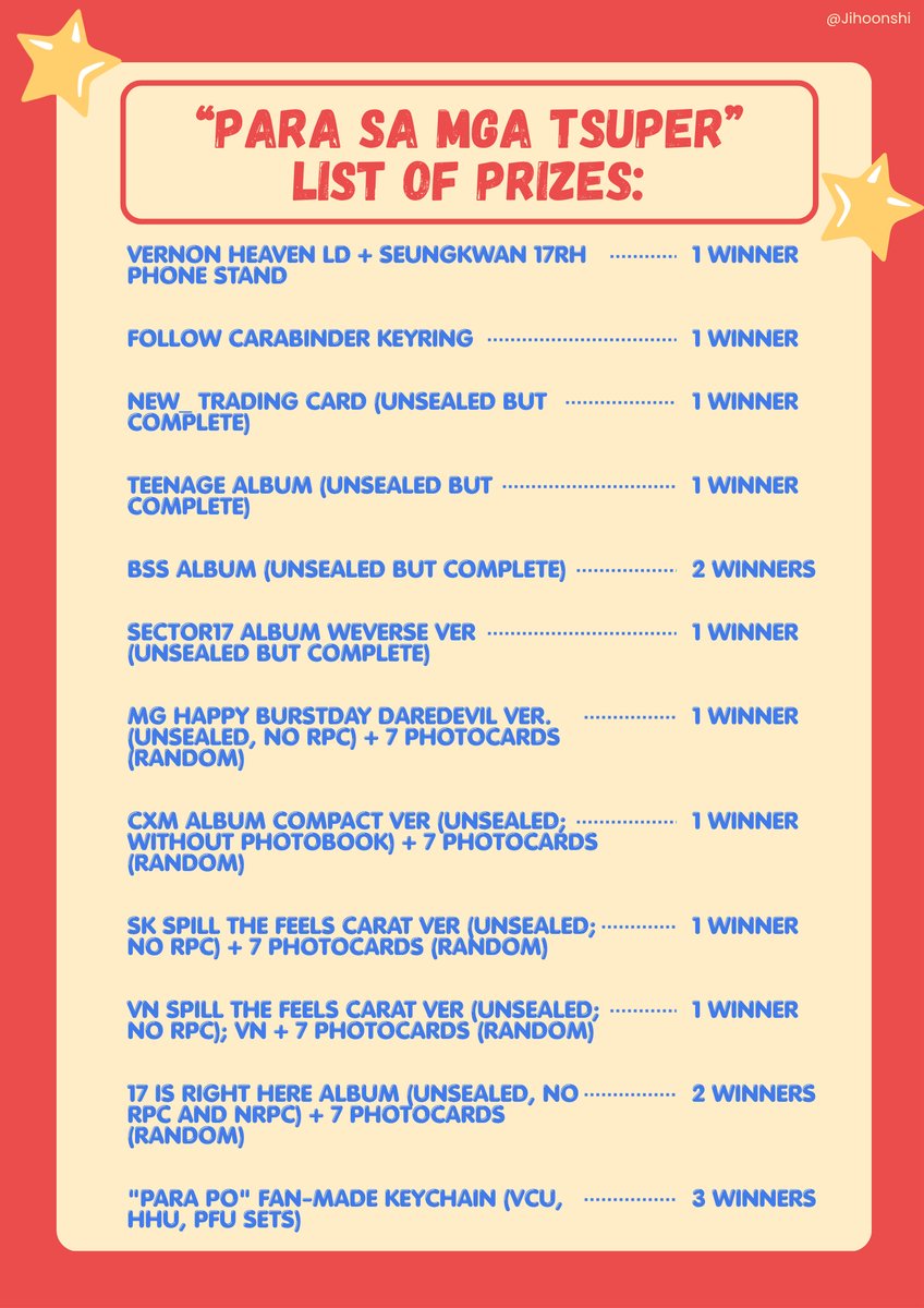 Tagalog Raffle PARA SA MGA TSUPER: FINAL PRIZE LIST Our raffle prize list is now ...