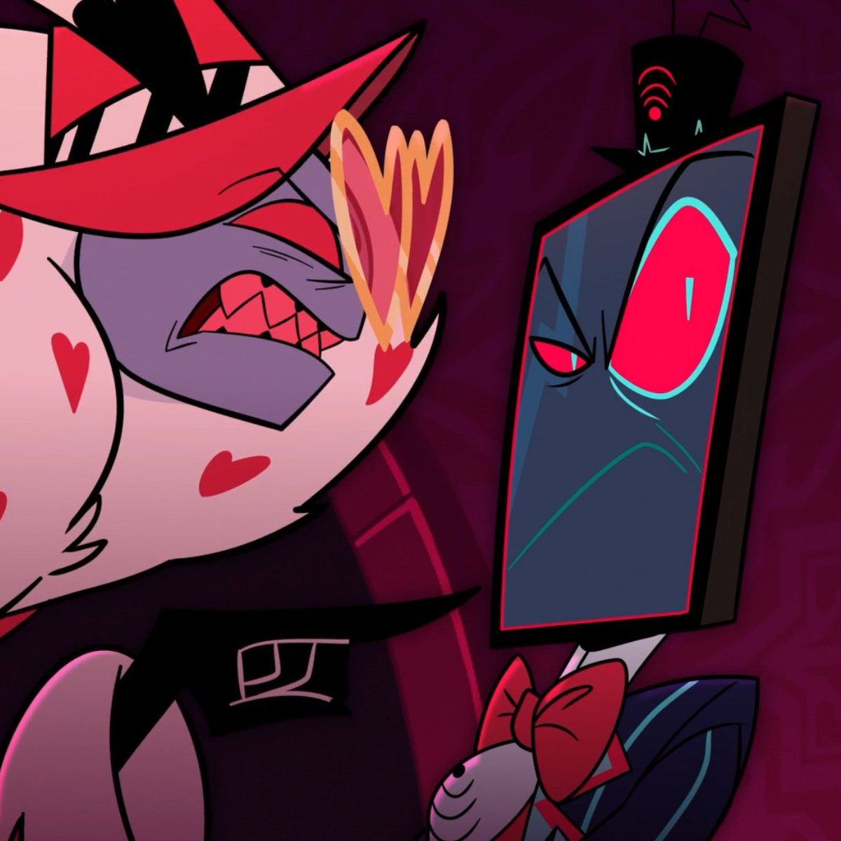 Claireffa_'s tweet photo. Vox being scolded like a naughty puppy.

#HazbinHotel #VoxHazbinHotel https://t.co/XVdRBCvpY9