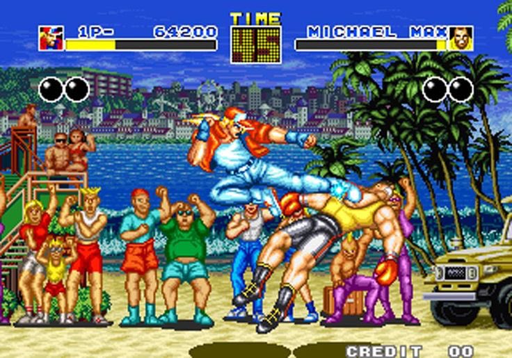 american80s's tweet image. Glorious 24bit colour. 

Fatal Fury. Released for the Neo Geo in 1991…

#NeoGeo #SNK #90s #RetroGaming ☀️🌴