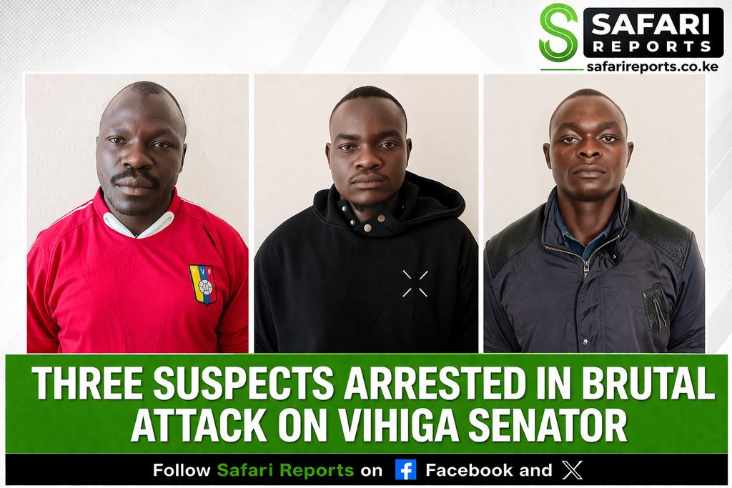 DCI detectives arrested three suspects over the attack on Vihiga Senator Hon. Godfrey Osotsi at Java House, West End Mall. 
Identified as Carlos Owiti alias Kalonje (24) from Nyalenda, Eric Otieno alias Dude (39) from Manyatta, and Vincent Odhiambo alias Tinga (27) from Nyalenda.