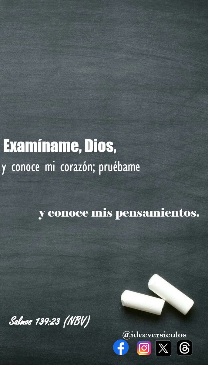 idecversiculos's tweet photo. Examíname, Dios, y conoce mi corazón; pruébame y conoce mis pensamientos.
Salmos 139:23 (NBV)
#Biblia #PalabradeDios #versiculos #Salmos
#idecversiculos https://t.co/w9ymj9EWuo