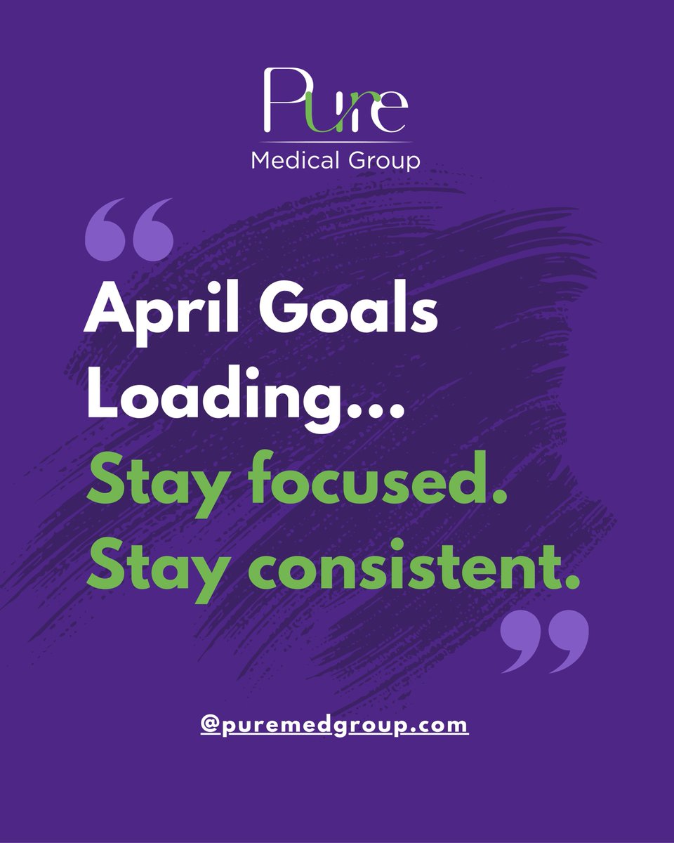 puremedgroup's tweet image. A new month means new goals, new opportunities, and a fresh mindset.

At Pure Medical Group, every day is a chance to grow, support, and make a difference in patient care. 

#HelloApril #NewMonthNewGoals #FreshStart #WorkMotivation #PureMedicalGroup