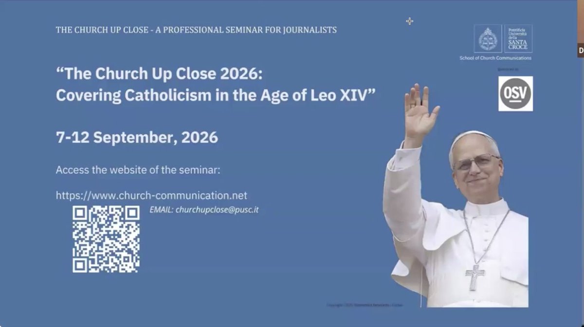 ChurchUpClose's tweet photo. Curious about what the #ChurchUpClose seminar offers? Watch our recent webinar for a closer look at the experience—hosted by our very own Rev. Fr. John Wauck and @GretchenOSV, Editor-in-Chief of @OSVNews
https://t.co/AYersnUtAJ
 #PopeleoXIV #journalist #registernow @UniSantaCroce https://t.co/Dzpn6jPMvO