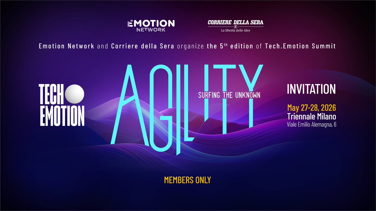 CarterBensonHH's tweet photo. Carter &amp; Benson e Tech.Emotion insieme
Partecipa con una quota esclusiva alla 5ª ed. del Tech.Emotion Summit 2026  - organizzato da Emotion Network in collaborazione con Corriere della Sera -  il 27 e 28 maggio alla Triennale Milano.
https://t.co/O6A5dTo9AN https://t.co/QrrfyIdxFs
